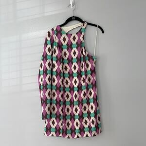 Zara Geometric Print One Arm Mini Dress Size M Brand New With Tags